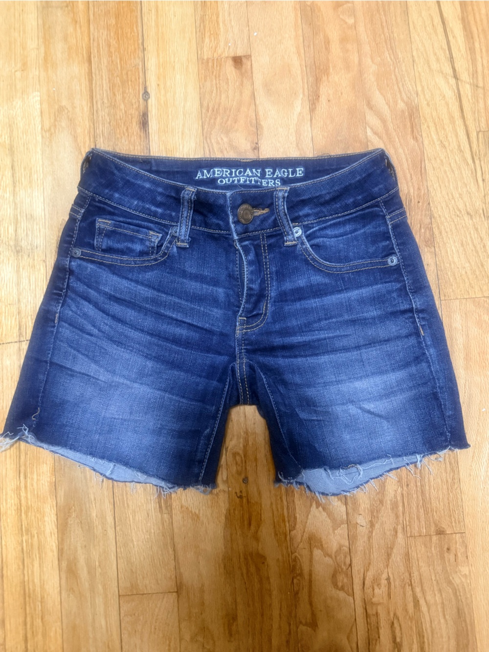 American Eagle Outfitters Dark Blue Denim Cutoff Shorts